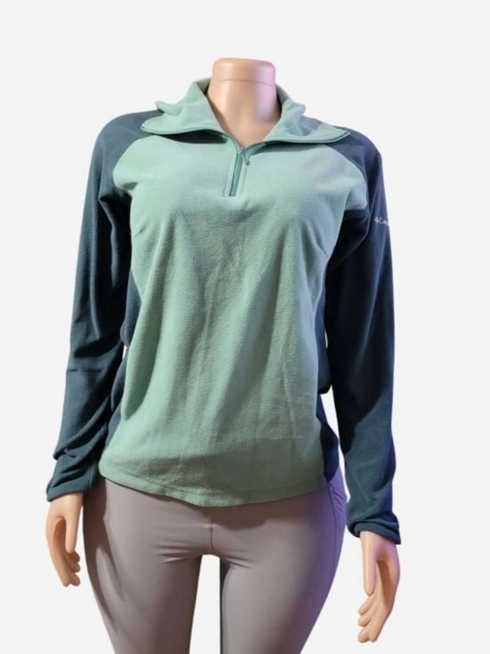 Columbia Women's Mint and Teal Half-Zip Fleece Pullover